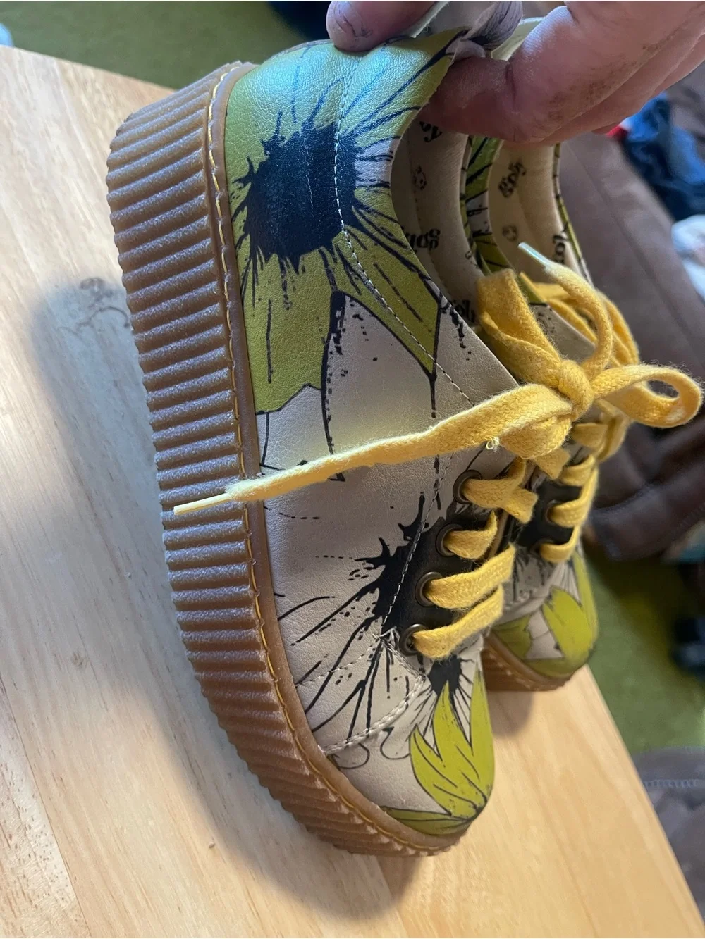 Goby Platform Sneakers Sunflower Motif PNN 501 Size 6.5 (37)